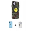 MARSİLYAN™- iPhone 11 Kılıf Nova Doku Koleksiyonu - Şeffaf Uv Polymer Nano Ekran Koruyucu + Neon Fosforlu Kamera Lens - MI