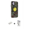 MARSİLYAN™- iPhone 11 Kılıf Nova Doku Koleksiyonu - Şeffaf Uv Polymer Nano Ekran Koruyucu + Pembe Renkli Kamera Lens Koruma Cam
