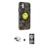 MARSİLYAN™- iPhone 11 Kılıf Nova Doku Koleksiyonu - Siyah 34D Hayalet Izgaralı Cam + Pers Alüminyum Kamera Lens - LT