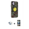 MARSİLYAN™- iPhone 11 Kılıf Nova Doku Koleksiyonu - Siyah 34D Hayalet Izgaralı Cam + Pers Alüminyum Kamera Lens - GI