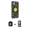MARSİLYAN™- iPhone 11 Kılıf Nova Doku Koleksiyonu - Siyah 34D Hayalet Izgaralı Cam + PVD Metal Kamera Lens - YL