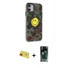 MARSİLYAN™- iPhone 11 Kılıf Nova Doku Koleksiyonu - Siyah 360 Mat Full Body Arka Koruyucu + Rainbow Kamera Lens Koruma Cam - KI