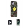 MARSİLYAN™- iPhone 11 Kılıf Nova Doku Koleksiyonu - Siyah 360 Mat Full Body Arka Koruyucu + PVD Metal Kamera Lens - MI