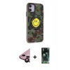MARSİLYAN™- iPhone 11 Kılıf Nova Doku Koleksiyonu - Siyah 360 Mat Full Body Arka Koruyucu + Raze Metal Kamera Lens - SH