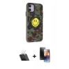 MARSİLYAN™- iPhone 11 Kılıf Nova Doku Koleksiyonu - Siyah 3D Antistatik Mat Seramik Nano Ekran Koruyucu + Kamera Lens Koruma Cam - SF
