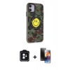 MARSİLYAN™- iPhone 11 Kılıf Nova Doku Koleksiyonu - Siyah 3D Antistatik Mat Seramik Nano Ekran Koruyucu + PVD Metal Kamera Lens - YL