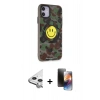 MARSİLYAN™- iPhone 11 Kılıf Nova Doku Koleksiyonu - Siyah 3D Antistatik Mat Seramik Nano Ekran Koruyucu + Raze Metal Kamera Lens - GS