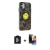MARSİLYAN™- iPhone 11 Kılıf Nova Doku Koleksiyonu - Siyah 3D Antistatik Mat Seramik Nano Ekran Koruyucu + PVD Metal Kamera Lens - SH