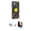 MARSİLYAN™- iPhone 11 Kılıf Nova Doku Koleksiyonu - Siyah 3D Antistatik Mat Seramik Nano Ekran Koruyucu + Pers Alüminyum Kamera Lens - GI
