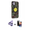MARSİLYAN™- iPhone 11 Kılıf Nova Doku Koleksiyonu - Siyah 3D Antistatik Mat Seramik Nano Ekran Koruyucu + Raze Metal Kamera Lens - MR