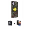 MARSİLYAN™- iPhone 11 Kılıf Nova Doku Koleksiyonu - Siyah 3D Antistatik Mat Seramik Nano Ekran Koruyucu + PVD Metal Kamera Lens - MI
