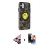 MARSİLYAN™- iPhone 11 Kılıf Nova Doku Koleksiyonu - Siyah 3D Antistatik Mat Seramik Nano Ekran Koruyucu + Raze Metal Kamera Lens - SH