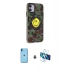MARSİLYAN™- iPhone 11 Kılıf Nova Doku Koleksiyonu - Siyah 3D Antistatik Seramik Nano Ekran Koruyucu + Neon Fosforlu Kamera Lens - MI