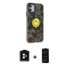 MARSİLYAN™- iPhone 11 Kılıf Nova Doku Koleksiyonu - Siyah 6D Antistatik Mat Seramik Hayalet Nano Ekran Koruyucu + Turuncu PVD Metal Kamera Lens