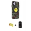 MARSİLYAN™- iPhone 11 Kılıf Nova Doku Koleksiyonu - Siyah 6D Antistatik Mat Seramik Hayalet Nano Ekran Koruyucu + Rainbow Kamera Lens Koruma Cam - KI