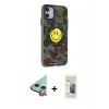 MARSİLYAN™- iPhone 11 Kılıf Nova Doku Koleksiyonu - Siyah 6D Mat Seramik Hayalet Nano Ekran Koruyucu + Kırmızı Raze Metal Kamera Lens