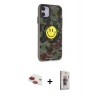 MARSİLYAN™- iPhone 11 Kılıf Nova Doku Koleksiyonu - Siyah Bilvis 3D Cam Ekran Koruyucu + Kırmızı Pers Alüminyum Kamera Lens