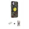 MARSİLYAN™- iPhone 11 Kılıf Nova Doku Koleksiyonu - Siyah Bilvis 3D Cam Ekran Koruyucu + Renkli Kamera Lens Koruma Cam - PE