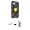 MARSİLYAN™- iPhone 11 Kılıf Nova Doku Koleksiyonu - Siyah Bilvis 3D Cam Ekran Koruyucu + Renkli Kamera Lens Koruma Cam - SI