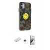 MARSİLYAN™- iPhone 11 Kılıf Nova Doku Koleksiyonu - Siyah Bilvis 3D Mat Cam Ekran Koruyucu + Renkli Kamera Lens Koruma Cam - SI