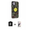 MARSİLYAN™- iPhone 11 Kılıf Nova Doku Koleksiyonu - Siyah Bilvis 3D Mat Cam Ekran Koruyucu + Turuncu PVD Metal Kamera Lens