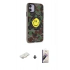 MARSİLYAN™- iPhone 11 Kılıf Nova Doku Koleksiyonu - Siyah Bilvis 3D Mat Cam Ekran Koruyucu + Renkli Kamera Lens Koruma Cam - YL