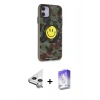 MARSİLYAN™- iPhone 11 Kılıf Nova Doku Koleksiyonu - Siyah Bilvis 5in1 3D Magic Cam Ekran Koruyucu + Raze Metal Kamera Lens - GS