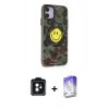MARSİLYAN™- iPhone 11 Kılıf Nova Doku Koleksiyonu - Siyah Bilvis 5in1 3D Magic Cam Ekran Koruyucu + PVD Metal Kamera Lens - SH