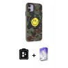 MARSİLYAN™- iPhone 11 Kılıf Nova Doku Koleksiyonu - Siyah Bilvis 5in1 3D Magic Cam Ekran Koruyucu + PVD Metal Kamera Lens - TU
