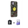 MARSİLYAN™- iPhone 11 Kılıf Nova Doku Koleksiyonu - Siyah Bilvis 5in1 5D Magic Hayalet Cam Ekran Koruyucu + PVD Metal Kamera Lens - SH