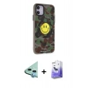 MARSİLYAN™- iPhone 11 Kılıf Nova Doku Koleksiyonu - Siyah Bilvis 5in1 5D Magic Hayalet Cam Ekran Koruyucu + Mavi Raze Metal Kamera Lens