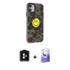 MARSİLYAN™- iPhone 11 Kılıf Nova Doku Koleksiyonu - Siyah Bilvis 5in1 5D Magic Hayalet Cam Ekran Koruyucu + PVD Metal Kamera Lens - TU