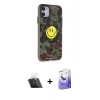 MARSİLYAN™- iPhone 11 Kılıf Nova Doku Koleksiyonu - Siyah Bilvis 5in1 5D Magic Hayalet Cam Ekran Koruyucu + Kamera Lens Koruma Cam - SF