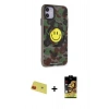 MARSİLYAN™- iPhone 11 Kılıf Nova Doku Koleksiyonu - Siyah Buffer Cam Ekran Koruyucu + Kırmızı Rainbow Kamera Lens Koruma Cam