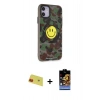 MARSİLYAN™- iPhone 11 Kılıf Nova Doku Koleksiyonu - Siyah Buffer Hayalet Cam Ekran Koruyucu + Kırmızı Rainbow Kamera Lens Koruma Cam