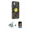 MARSİLYAN™- iPhone 11 Kılıf Nova Doku Koleksiyonu - Siyah Buffer Hayalet Cam Ekran Koruyucu + Mavi Raze Metal Kamera Lens