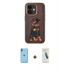MARSİLYAN™- iPhone 11 Kılıf Nova Form Koleksiyonu - Şeffaf Pasifik Cam Ekran Koruyucu + Mavi Neon Fosforlu Kamera Lens