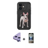 MARSİLYAN™- iPhone 11 Kılıf Nova Form Koleksiyonu - Siyah 34D Hayalet Izgaralı Cam + Raze Metal Kamera Lens - MR