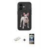 MARSİLYAN™- iPhone 11 Kılıf Nova Form Koleksiyonu - Siyah 34D Hayalet Izgaralı Cam + Renkli Kamera Lens Koruma Cam - SI