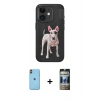 MARSİLYAN™- iPhone 11 Kılıf Nova Form Koleksiyonu - Siyah 34D Hayalet Izgaralı Cam + Turuncu Neon Fosforlu Kamera Lens