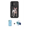 MARSİLYAN™- iPhone 11 Kılıf Nova Form Koleksiyonu - Siyah 3D Antistatik Cam Ekran Koruyucu + Neon Fosforlu Kamera Lens - YL