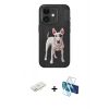 MARSİLYAN™- iPhone 11 Kılıf Nova Form Koleksiyonu - Siyah 3D Antistatik Cam Ekran Koruyucu + Renkli Kamera Lens Koruma Cam - SI