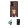 MARSİLYAN™- iPhone 11 Kılıf Nova Form Koleksiyonu - Siyah 3D Antistatik Hayalet Cam Ekran Koruyucu + Kırmızı Raze Metal Kamera Lens