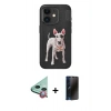 MARSİLYAN™- iPhone 11 Kılıf Nova Form Koleksiyonu - Siyah 3D Antistatik Hayalet Cam Ekran Koruyucu + Kırmızı Raze Metal Kamera Lens