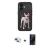 MARSİLYAN™- iPhone 11 Kılıf Nova Form Koleksiyonu - Siyah 3D Antistatik Hayalet Cam Ekran Koruyucu + Pers Alüminyum Kamera Lens - LT