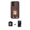 MARSİLYAN™- iPhone 11 Kılıf Nova Form Koleksiyonu - Siyah 3D Antistatik Hayalet Cam Ekran Koruyucu + PVD Metal Kamera Lens - MI