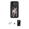 MARSİLYAN™- iPhone 11 Kılıf Nova Form Koleksiyonu - Siyah 3D Antistatik Hayalet Cam Ekran Koruyucu + Renkli Kamera Lens Koruma Cam - SI