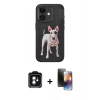 MARSİLYAN™- iPhone 11 Kılıf Nova Form Koleksiyonu - Siyah 3D Antistatik Mat Seramik Nano Ekran Koruyucu + Yeşil PVD Metal Kamera Lens