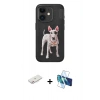 MARSİLYAN™- iPhone 11 Kılıf Nova Form Koleksiyonu - Siyah 3D Antistatik Seramik Nano Ekran Koruyucu + Renkli Kamera Lens Koruma Cam - PE