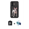 MARSİLYAN™- iPhone 11 Kılıf Nova Form Koleksiyonu - Siyah 3D Antistatik Seramik Nano Ekran Koruyucu + Yeşil PVD Metal Kamera Lens